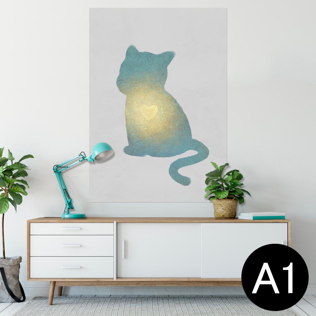 ポスター ウォールステッカー シール式ステッカー 飾り 594×841mm A1 写真 フォト 壁 インテリア おしゃれ 剥がせるwall sticker poster 023092 猫　ねこ　動物　イラスト