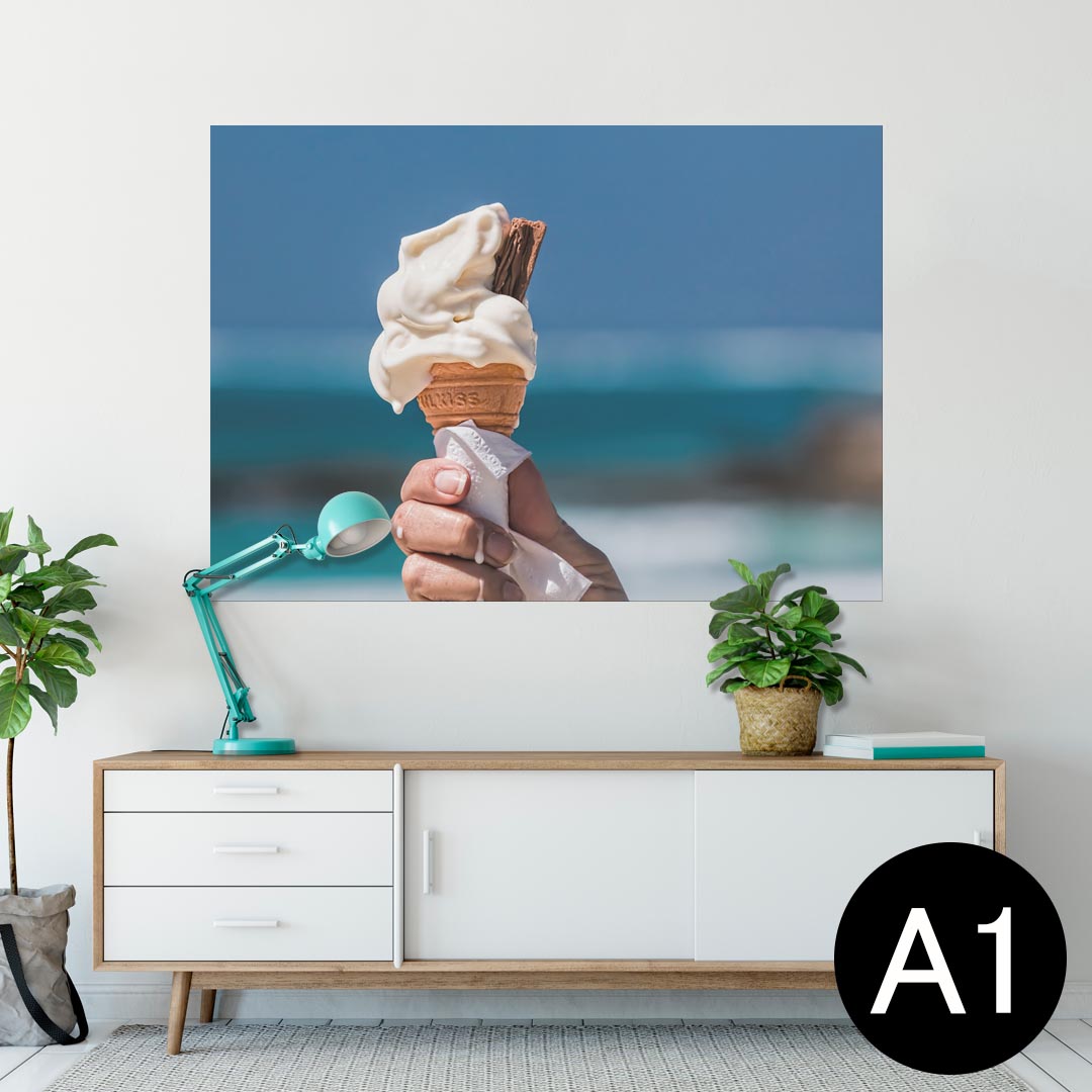 ポスター ウォールステッカー シール式ステッカー 飾り 594×841mm A1 写真 フォト 壁 インテリア おしゃれ 剥がせるwall sticker poster 023455 ソフトクリーム　夏　写真　食べ物