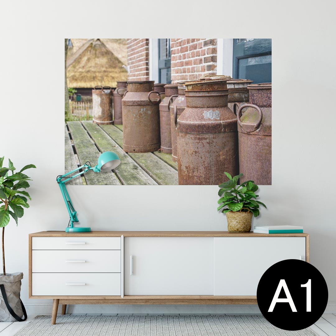 ポスター ウォールステッカー シール式ステッカー 飾り 594×841mm A1 写真 フォト 壁 インテリア おしゃれ 剥がせるwall sticker poster 026002 牧場 ミルク アンティーク