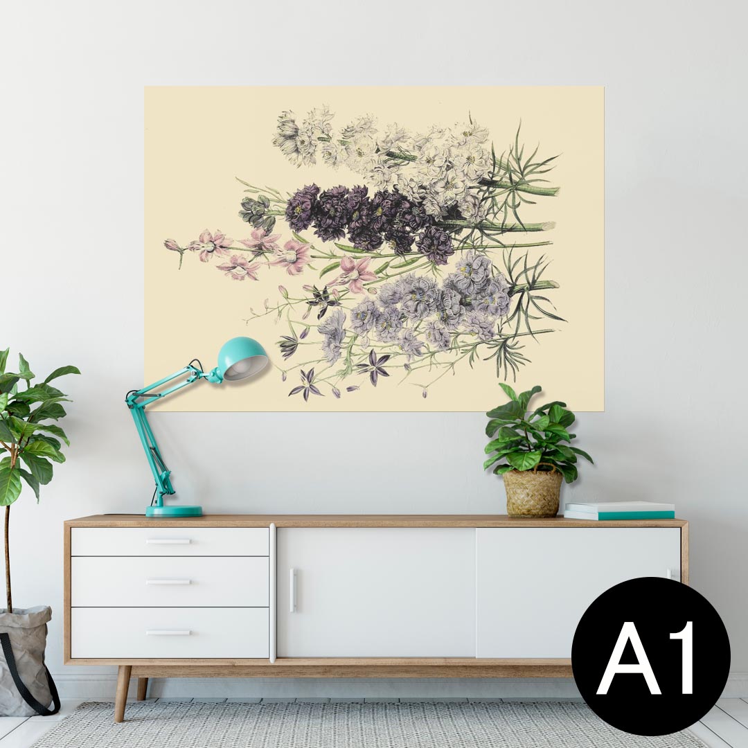 ポスター ウォールステッカー シール式ステッカー 飾り 594×841mm A1 写真 フォト 壁 インテリア おしゃれ 剥がせるwall sticker poster 026068 花 ボタニカル アンティーク