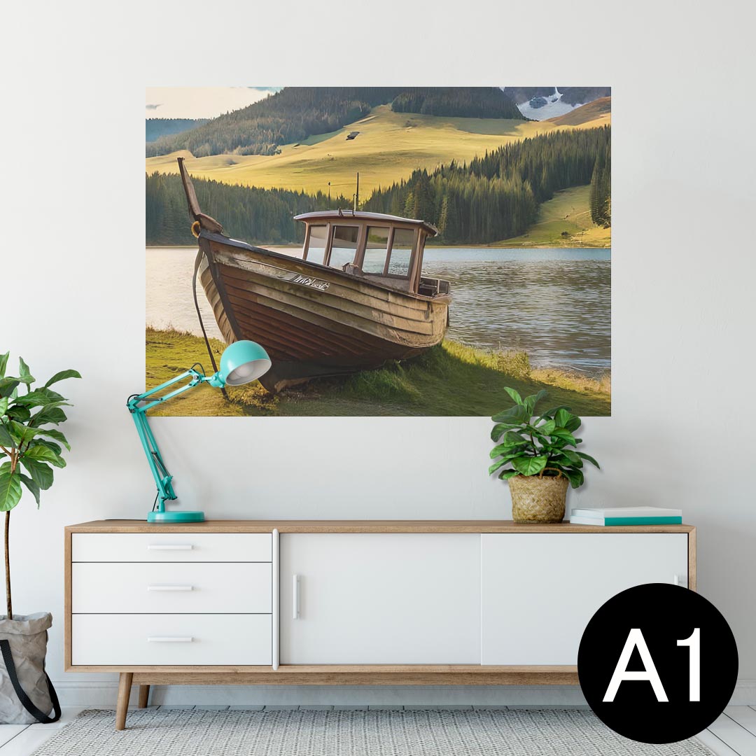 サイズが選べる！ポスター ウォールステッカー シール式ステッカー 飾り A0 A1 A2 A3 A4 A5 B0 B1 B2 B3 B4 B5 写真 フォト 壁 インテリア おしゃれ 剥がせるwall sticker poster 033401 アート 月夜 海 船 湖　033589