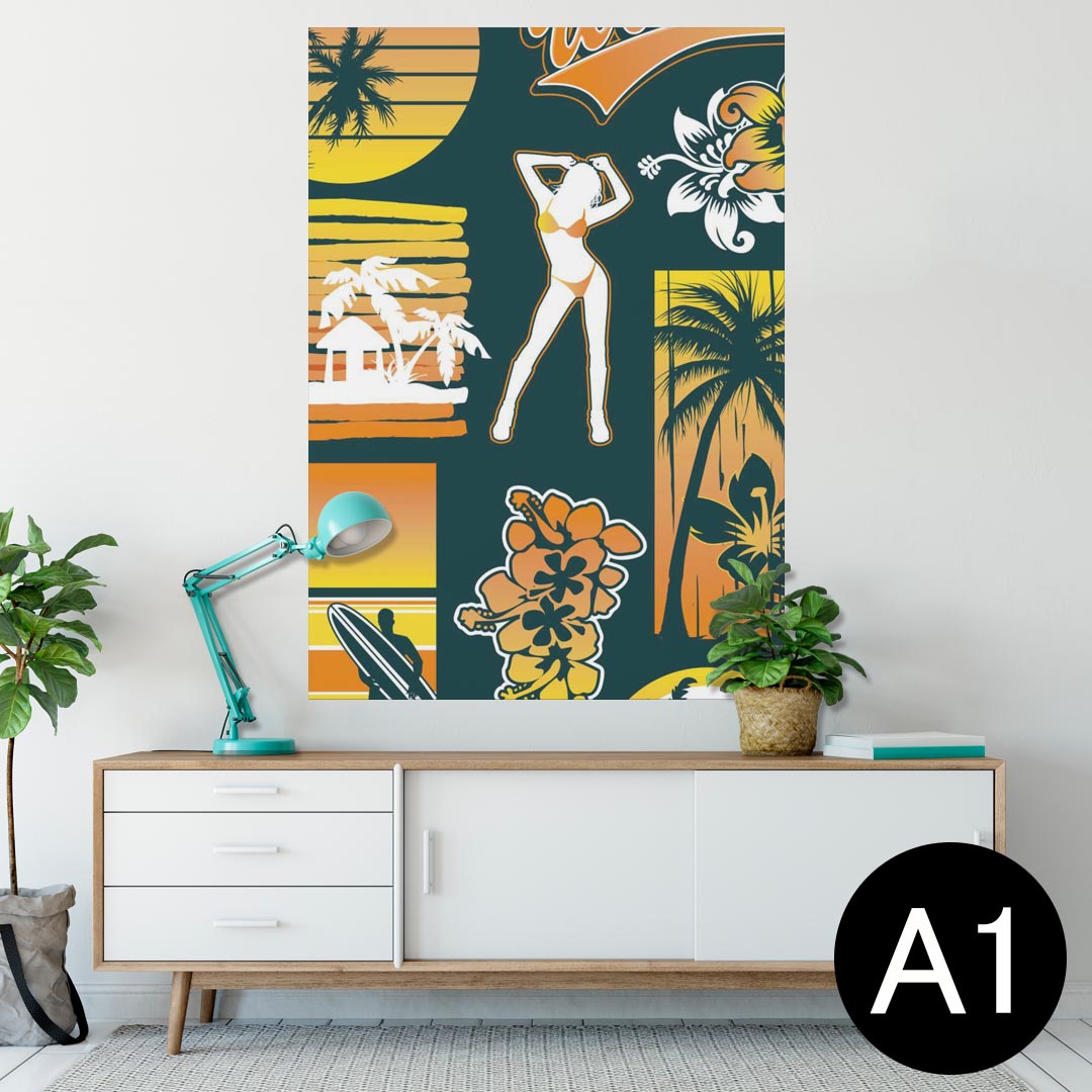 ポスター ウォールステッカー シール式ステッカー 飾り 594×841mm A1 写真 フォト 壁 インテリア おしゃれ 剥がせるwall sticker poster 004489 海　サーフ