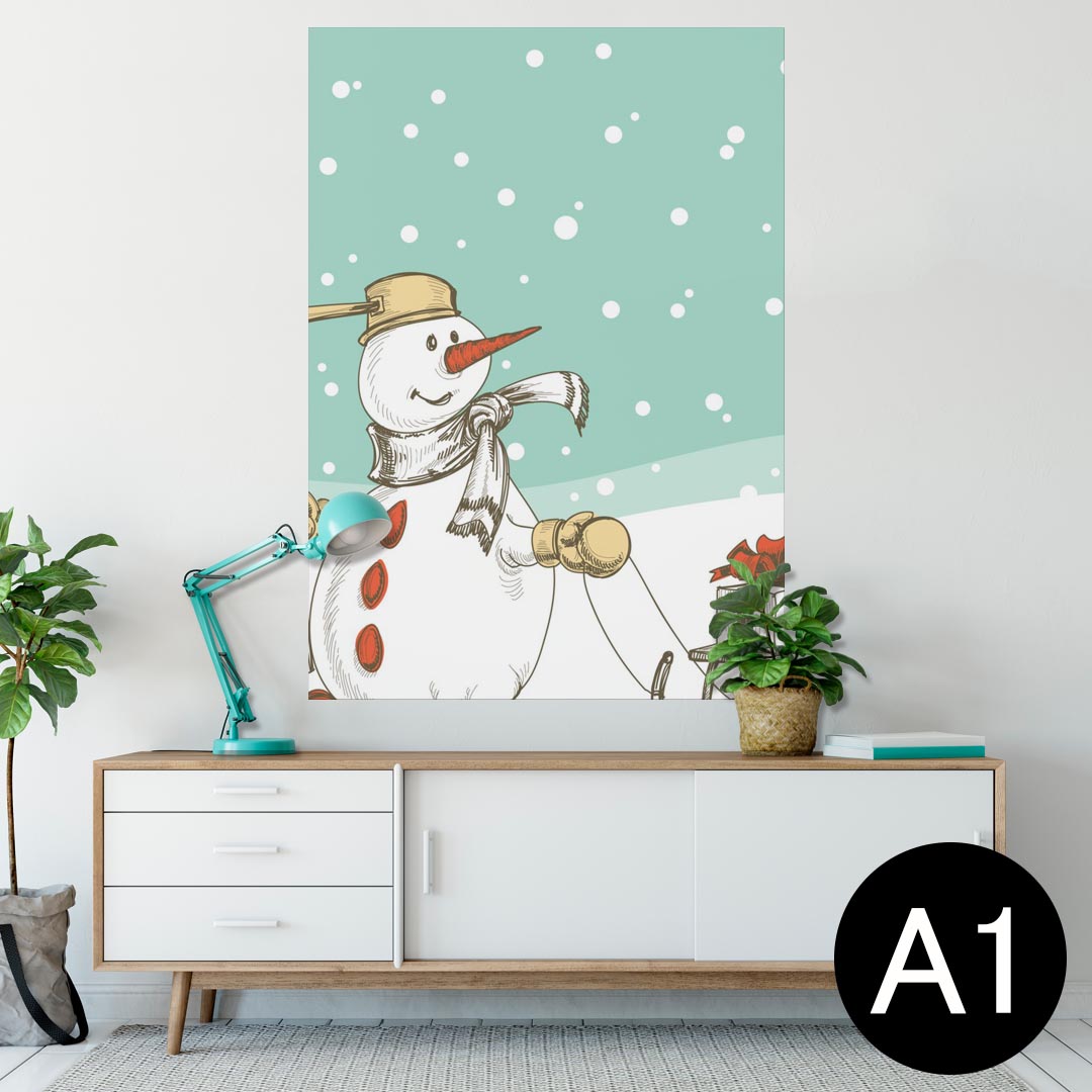 ポスター ウォールステッカー シール式ステッカー 飾り 594×841mm A1 写真 フォト 壁 インテリア おしゃれ 剥がせるwall sticker poster 005097 クール スノーマン　冬　イラスト
