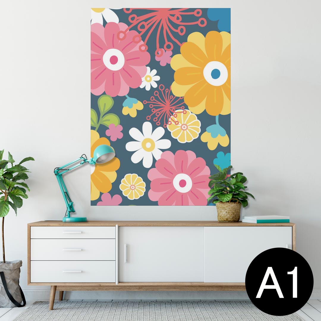 ポスター ウォールステッカー シール式ステッカー 飾り 594×841mm A1 写真 フォト 壁 インテリア おしゃれ 剥がせるwall sticker poster 005233 花　　イラスト