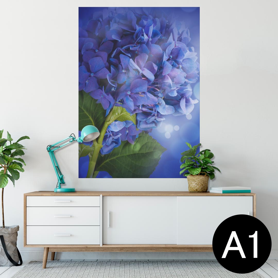 ポスター ウォールステッカー シール式ステッカー 飾り 594×841mm A1 写真 フォト 壁 インテリア おしゃれ 剥がせるwall sticker poster 005238 花 あじさい 青