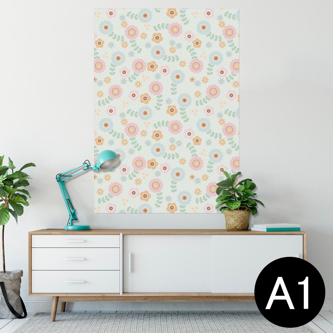 ポスター ウォールステッカー シール式ステッカー 飾り 594×841mm A1 写真 フォト 壁 インテリア おしゃれ 剥がせるwall sticker poster 005435 花　　模様