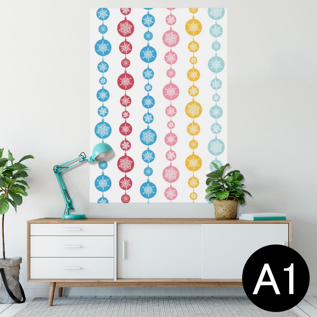 ポスター ウォールステッカー シール式ステッカー 飾り 594×841mm A1 写真 フォト 壁 インテリア おしゃれ 剥がせるwall sticker poster 005436 雪 結晶 カラフル