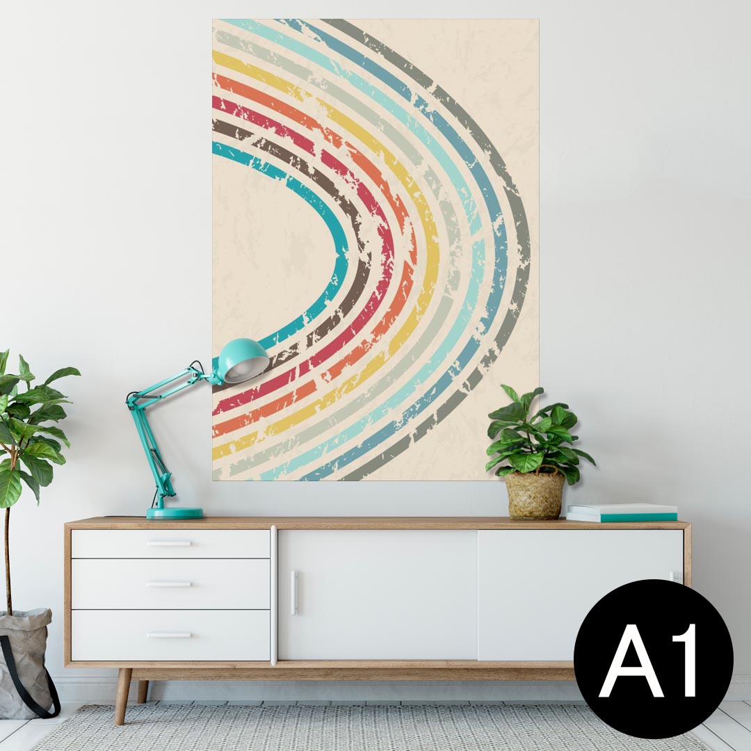 ポスター ウォールステッカー シール式ステッカー 飾り 594×841mm A1 写真 フォト 壁 インテリア おしゃれ 剥がせるwall sticker poster 006117 虹　レトロ