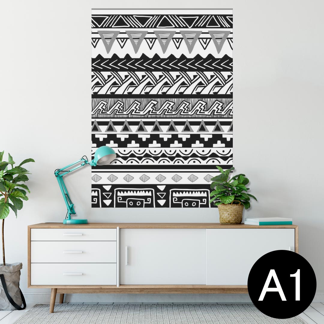 ポスター ウォールステッカー シール式ステッカー 飾り 594×841mm A1 写真 フォト 壁 インテリア おしゃれ 剥がせるwall sticker poster 006266 白黒　模様
