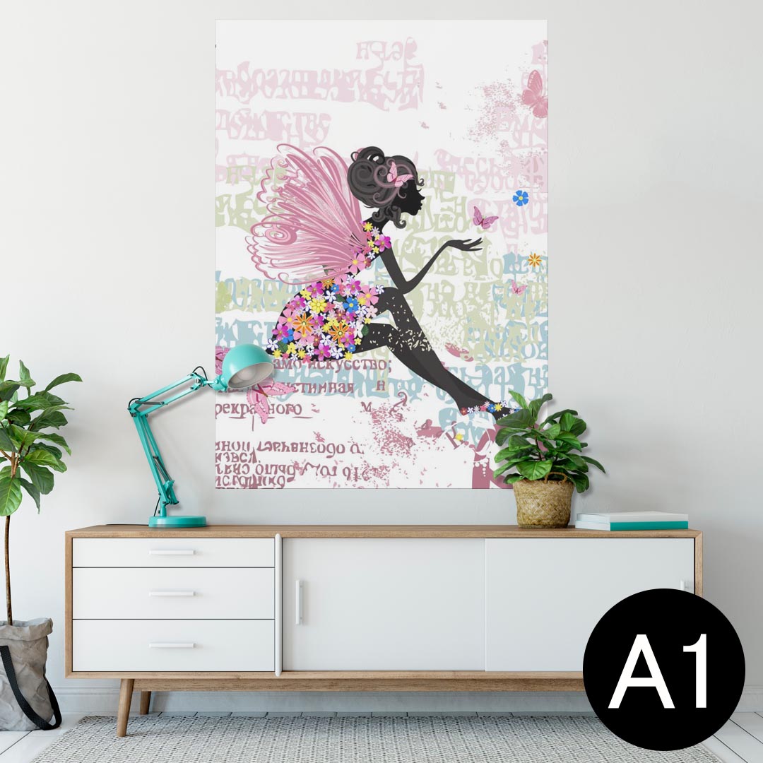 ポスター ウォールステッカー シール式ステッカー 飾り 594×841mm A1 写真 フォト 壁 インテリア おしゃれ 剥がせるwall sticker poster 006714 蝶　人物 1