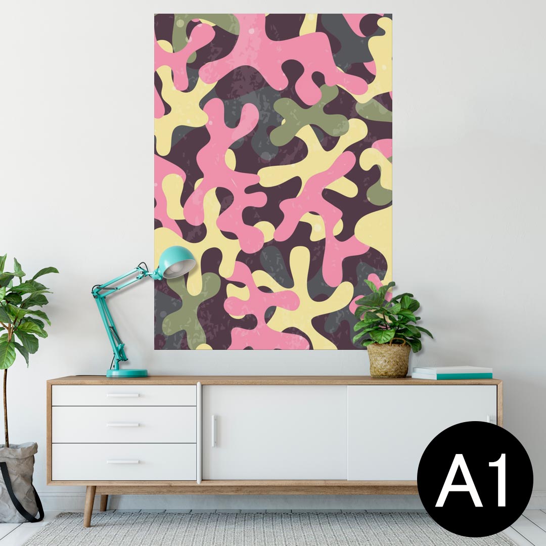 ポスター ウォールステッカー シール式ステッカー 飾り 594×841mm A1 写真 フォト 壁 インテリア おしゃれ 剥がせるwall sticker poster 007119 迷彩　模様