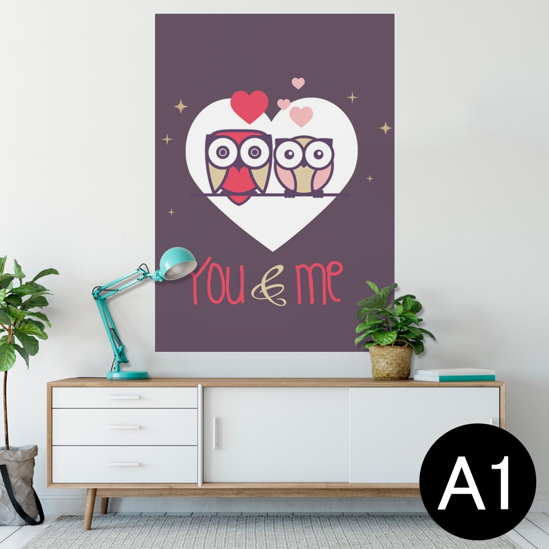 ポスター ウォールステッカー シール式ステッカー 飾り 594×841mm A1 写真 フォト 壁 インテリア おしゃれ 剥がせるwall sticker poster 007155 アニマル フクロウ　イラスト
