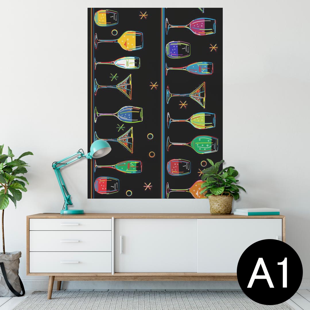 ポスター ウォールステッカー シール式ステッカー 飾り 594×841mm A1 写真 フォト 壁 インテリア おしゃれ 剥がせるwall sticker poster 007301 飲み物　カクテル　カラフル　イラスト