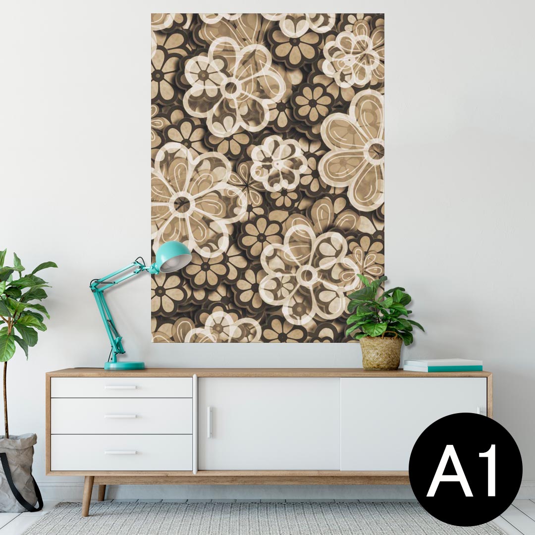 ポスター ウォールステッカー シール式ステッカー 飾り 594×841mm A1 写真 フォト 壁 インテリア おしゃれ 剥がせるwall sticker poster 007407 花　　ブラウン　茶色　模様(3)
