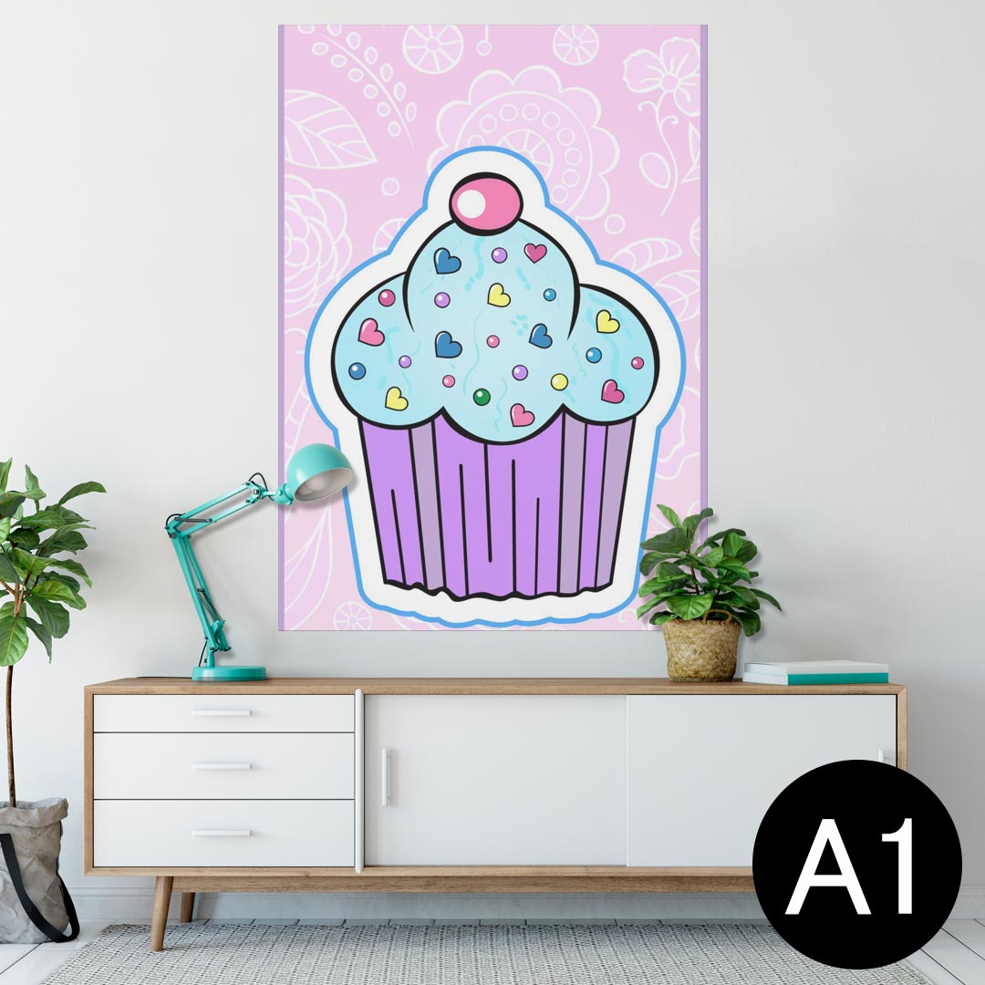 楽天kabeコレポスター ウォールステッカー シール式ステッカー 飾り 594×841mm A1 写真 フォト 壁 インテリア おしゃれ 剥がせるwall sticker poster 007843 花　　お菓子　青　ブルー