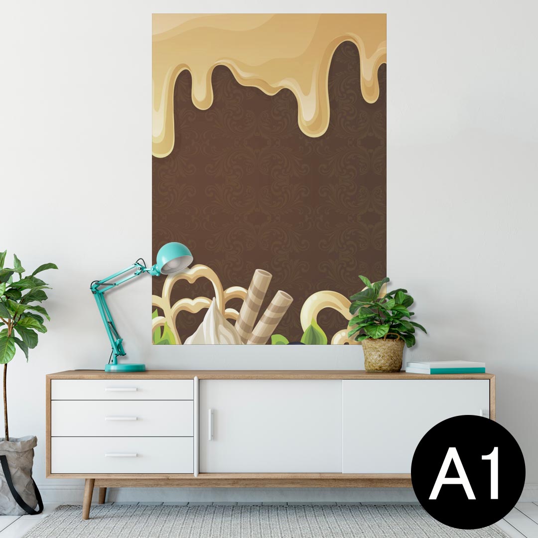 楽天kabeコレポスター ウォールステッカー シール式ステッカー 飾り 594×841mm A1 写真 フォト 壁 インテリア おしゃれ 剥がせるwall sticker poster 008322 イラスト　お菓子　スイーツ　ハート