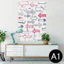 ポスター ウォールステッカー シール式ステッカー 飾り 594×841mm A1 写真 フォト 壁 インテリア おしゃれ 剥がせるwall sticker poster 008554 イラスト 赤 矢印 ノート 模様(3)