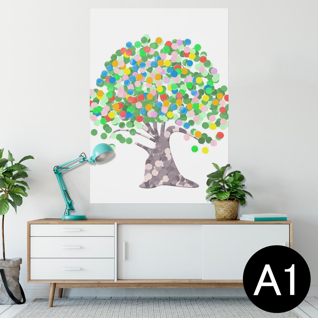 ポスター ウォールステッカー シール式ステッカー 飾り 594×841mm A1 写真 フォト 壁 インテリア おしゃれ 剥がせるwall sticker poster 009952 植物　カラフル　イラスト