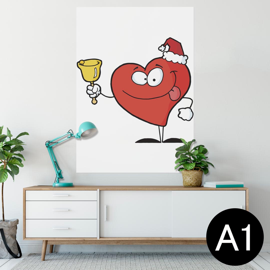 ポスター ウォールステッカー シール式ステッカー 飾り 594×841mm A1 写真 フォト 壁 インテリア おしゃれ 剥がせるwall sticker poster 010065 ハート　クリスマス　キャラクター