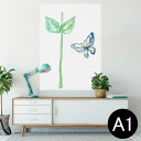 ポスター ウォールステッカー シール式ステッカー 飾り 594×841mm A1 写真 フォト 壁 インテリア おしゃれ 剥がせるwall sticker poster 010176 蝶 植物 水彩(3)