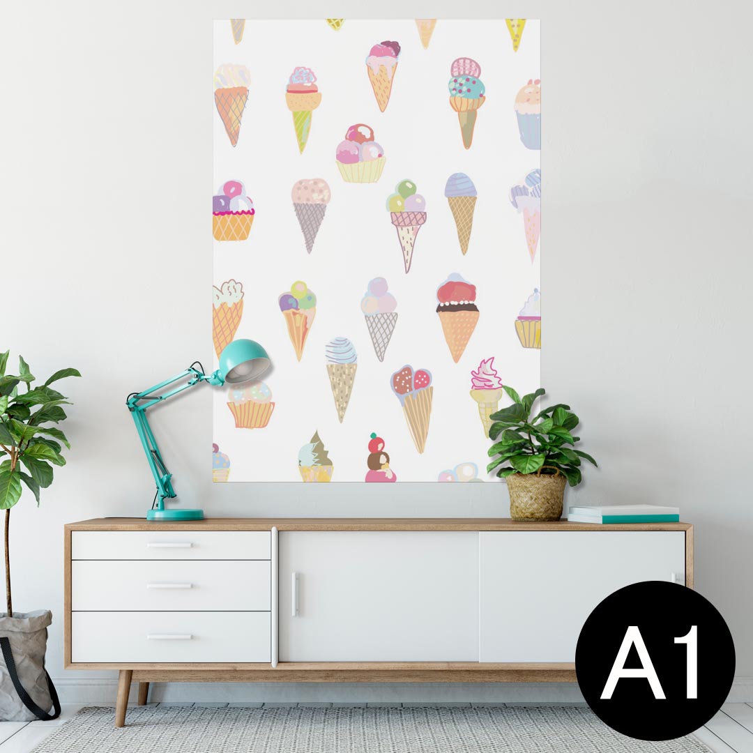 楽天kabeコレポスター ウォールステッカー シール式ステッカー 飾り 594×841mm A1 写真 フォト 壁 インテリア おしゃれ 剥がせるwall sticker poster 010352 お菓子　パステル　デザート