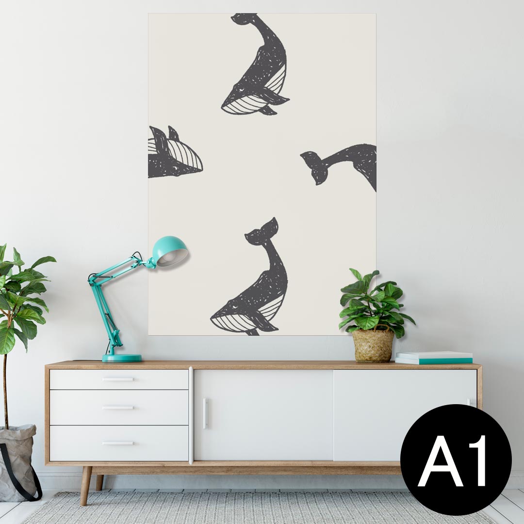 ポスター ウォールステッカー シール式ステッカー 飾り 594×841mm A1 写真 フォト 壁 インテリア おしゃれ 剥がせるwall sticker poster 010712 くじら 海 生き物