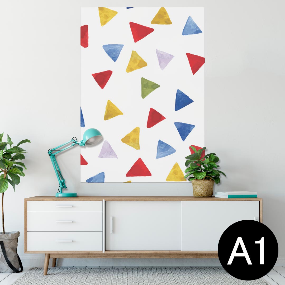 ポスター ウォールステッカー シール式ステッカー 飾り 594×841mm A1 写真 フォト 壁 インテリア おしゃれ 剥がせるwall sticker poster 010784 色彩 三角 カラフル