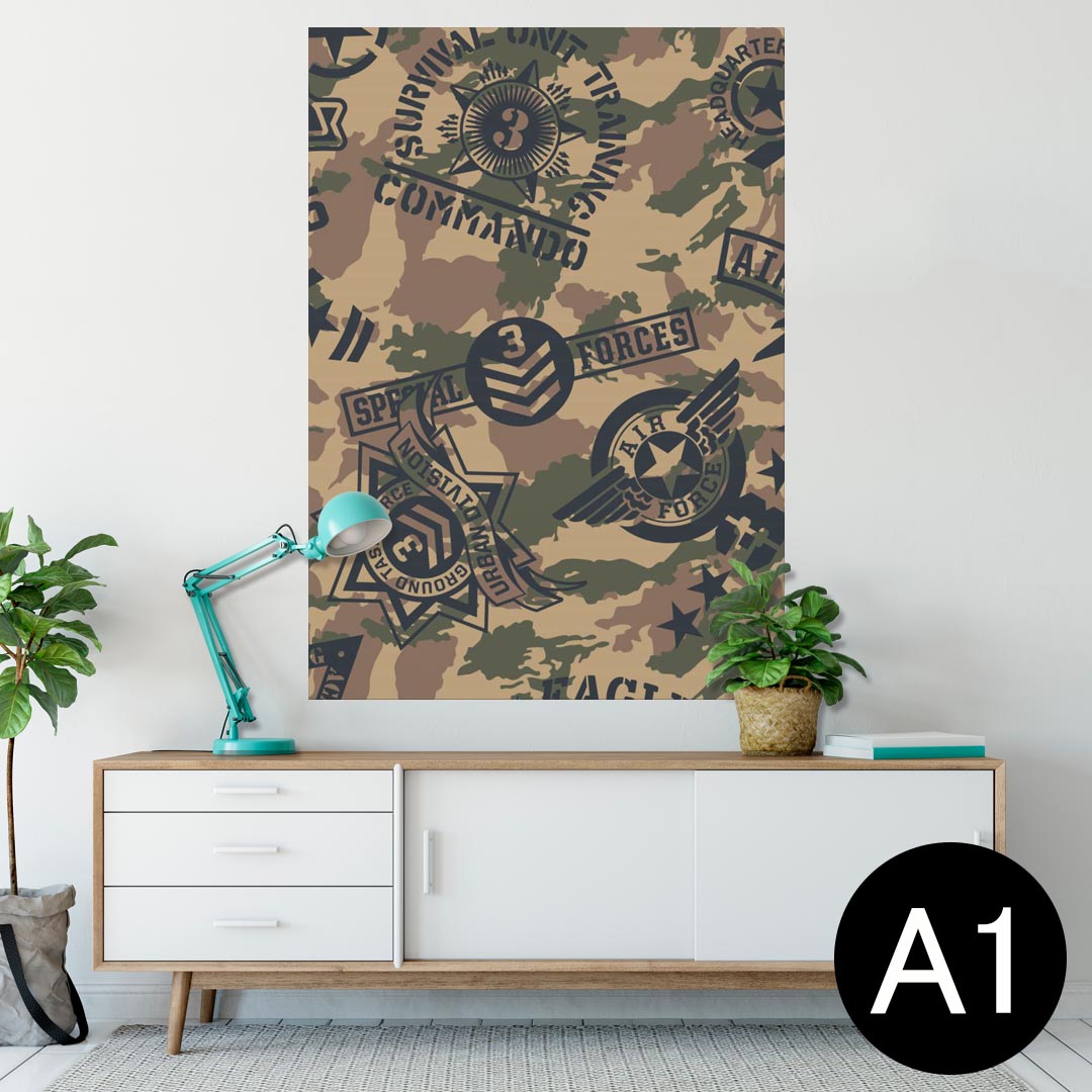 ポスター ウォールステッカー シール式ステッカー 飾り 594×841mm A1 写真 フォト 壁 インテリア おしゃれ 剥がせるwall sticker poster 011519 迷彩　階級　外国