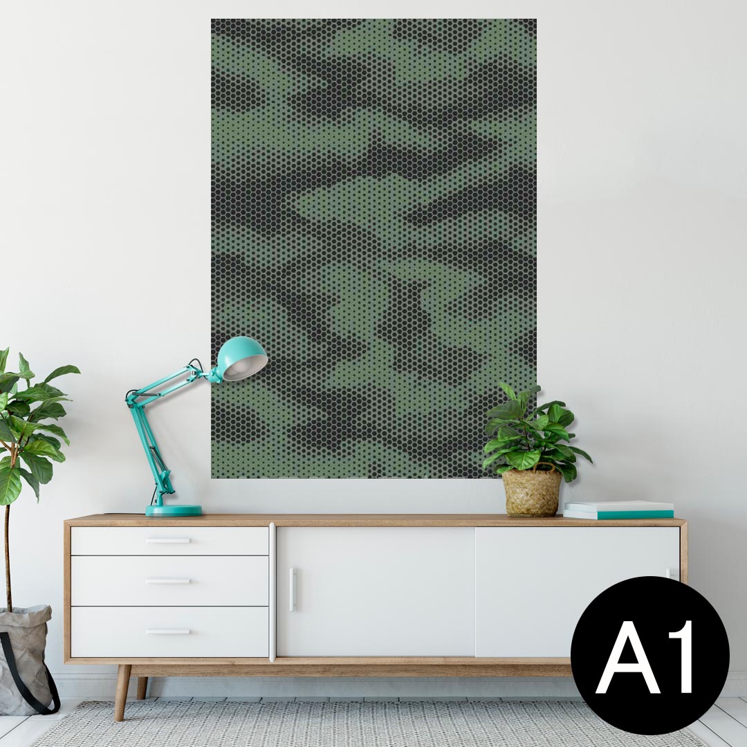ポスター ウォールステッカー シール式ステッカー 飾り 594×841mm A1 写真 フォト 壁 インテリア おしゃれ 剥がせるwall sticker poster 011599 迷彩　模様　カモフラ