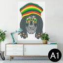 ポスター ウォールステッカー シール式ステッカー 飾り 594×841mm A1 写真 フォト 壁 インテリア おしゃれ 剥がせる wall sticker poster 011717 骸骨 ドクロ レゲエ