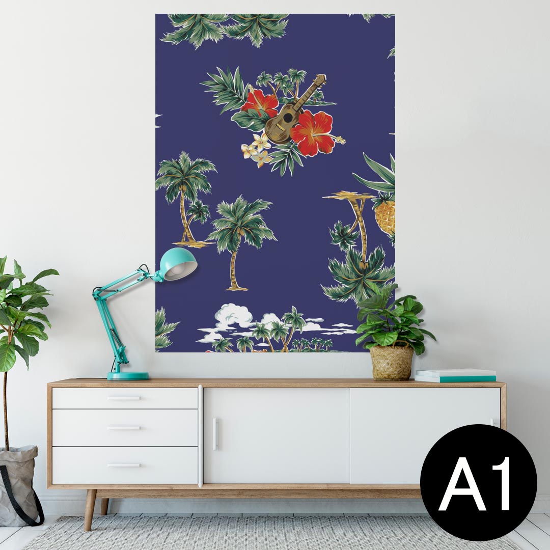 ポスター ウォールステッカー シール式ステッカー 飾り 594×841mm A1 写真 フォト 壁 インテリア おしゃれ 剥がせるwall sticker poster 011800 ハワイ　ハイビスカス　ヤシの木
