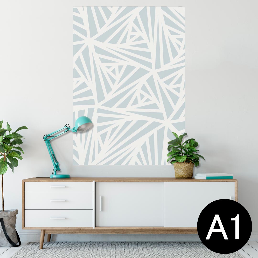 ポスター ウォールステッカー シール式ステッカー 飾り 594×841mm A1 写真 フォト 壁 インテリア おしゃれ 剥がせるwall sticker poster 012630 白　水色　柄