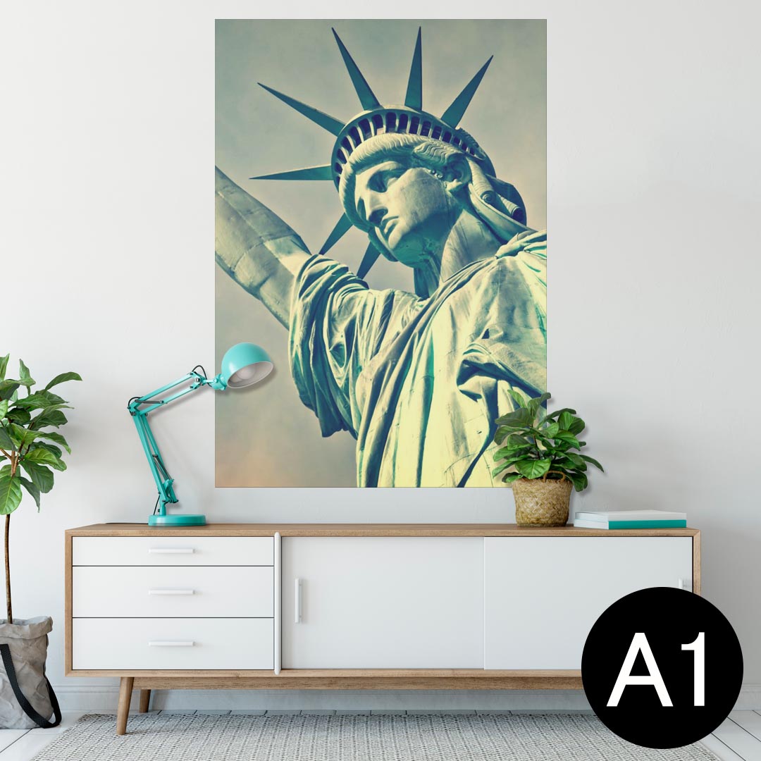 ポスター ウォールステッカー シール式ステッカー 飾り 594×841mm A1 写真 フォト 壁 インテリア おしゃれ 剥がせるwall sticker poster 012936 自由の女神　写真　ニューヨーク