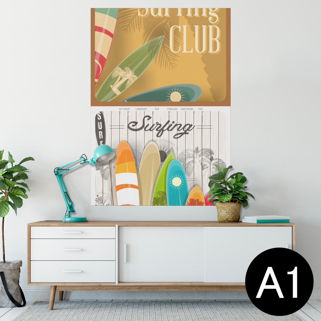 ポスター ウォールステッカー シール式ステッカー 飾り 594×841mm A1 写真 フォト 壁 インテリア おしゃれ 剥がせるwall sticker poster 013760 サーフィン　スポーツ　夏