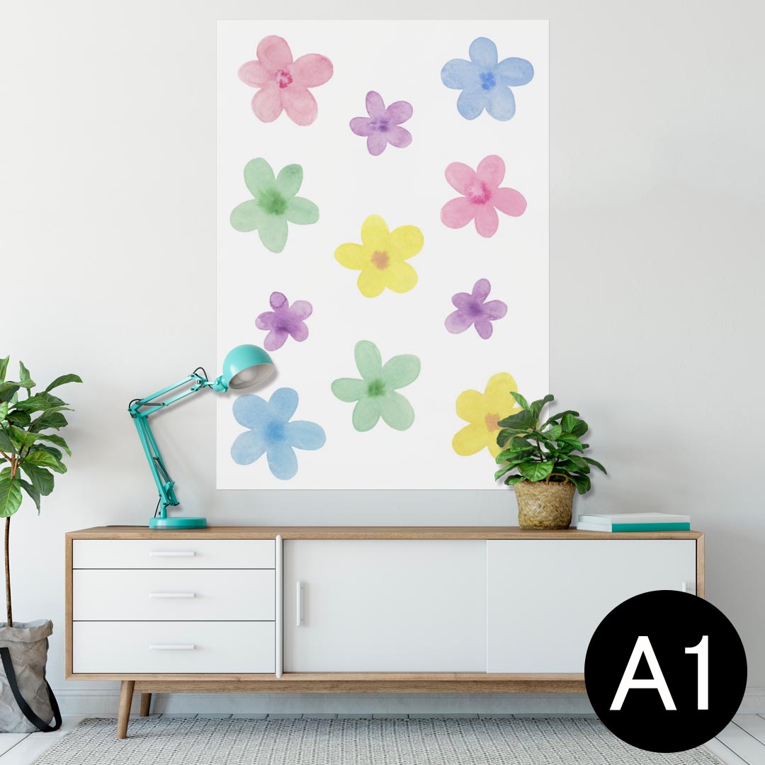 ポスター ウォールステッカー シール式ステッカー 飾り 594×841mm A1 写真 フォト 壁 インテリア おしゃれ 剥がせるwall sticker poster 014068 花　　カラフル