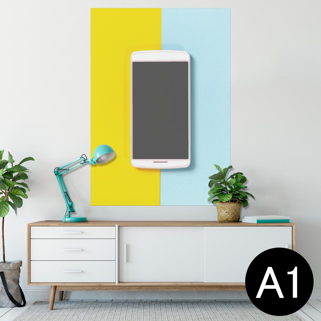 ポスター ウォールステッカー シール式ステッカー 飾り 594×841mm A1 写真 フォト 壁 インテリア おしゃれ 剥がせるwall sticker poster 014669 携帯 青 黄色