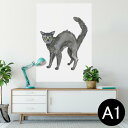 ポスター ウォールステッカー シール式ステッカー 飾り 594×841mm A1 写真 フォト 壁 インテリア おしゃれ 剥がせるwall sticker poster 014712 ハロウィン 黒猫
