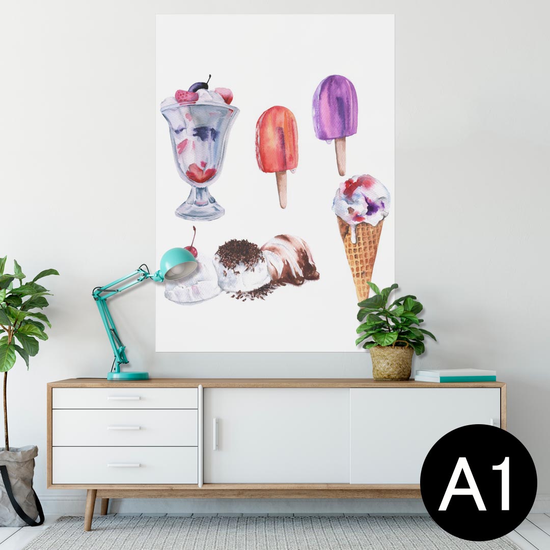 ポスター ウォールステッカー シール式ステッカー 飾り 594×841mm A1 写真 フォト 壁 インテリア おしゃれ 剥がせるwall sticker poster 014773 アイス　パフェ　夏