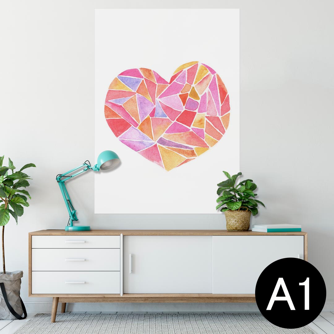 ポスター ウォールステッカー シール式ステッカー 飾り 594×841mm A1 写真 フォト 壁 インテリア おしゃれ 剥がせるwall sticker poster 014796 ハート　カラフル　模様