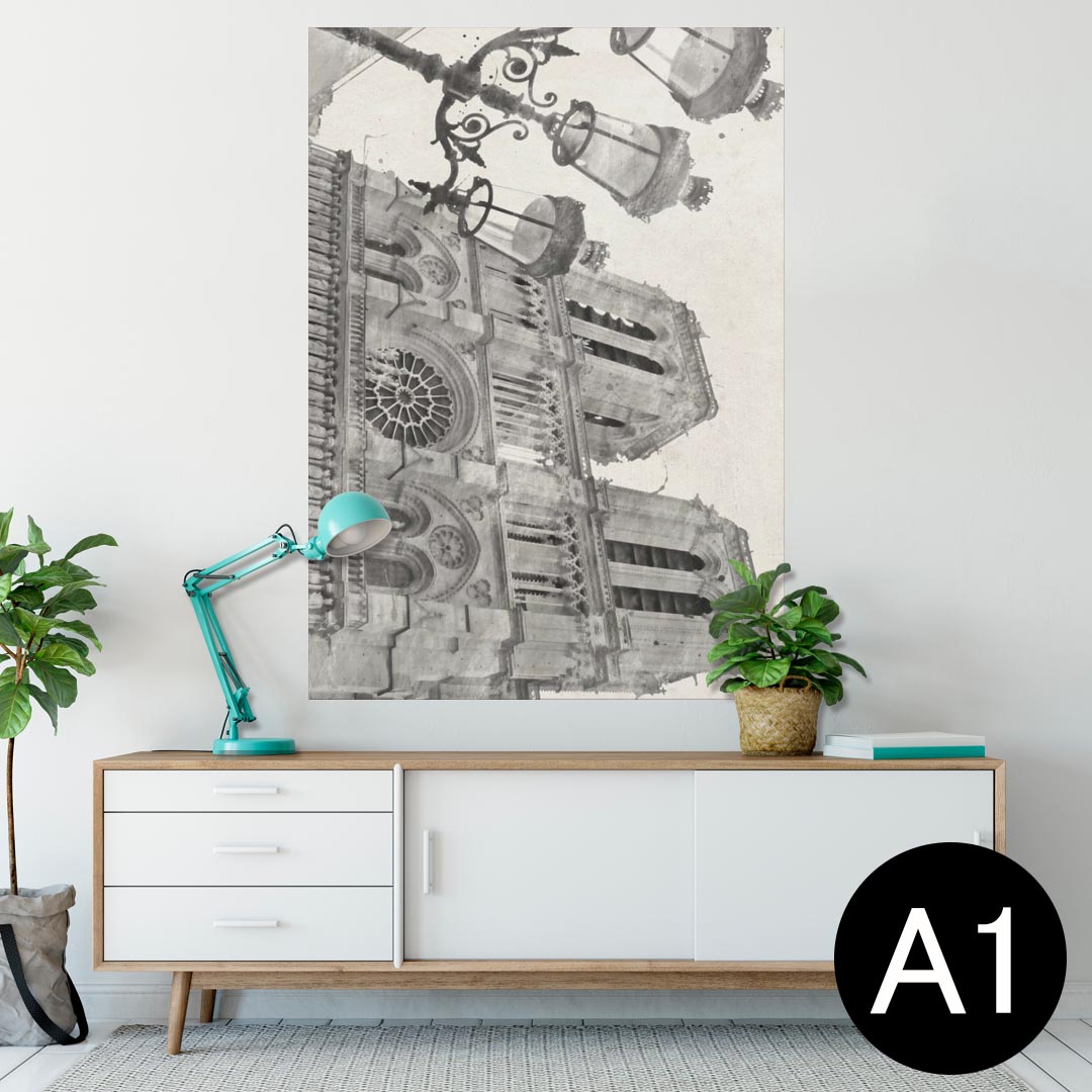 ポスター ウォールステッカー シール式ステッカー 飾り 594×841mm A1 写真 フォト 壁 インテリア おしゃれ 剥がせるwall sticker poster 014974 城　風景　イラスト　建物　外国