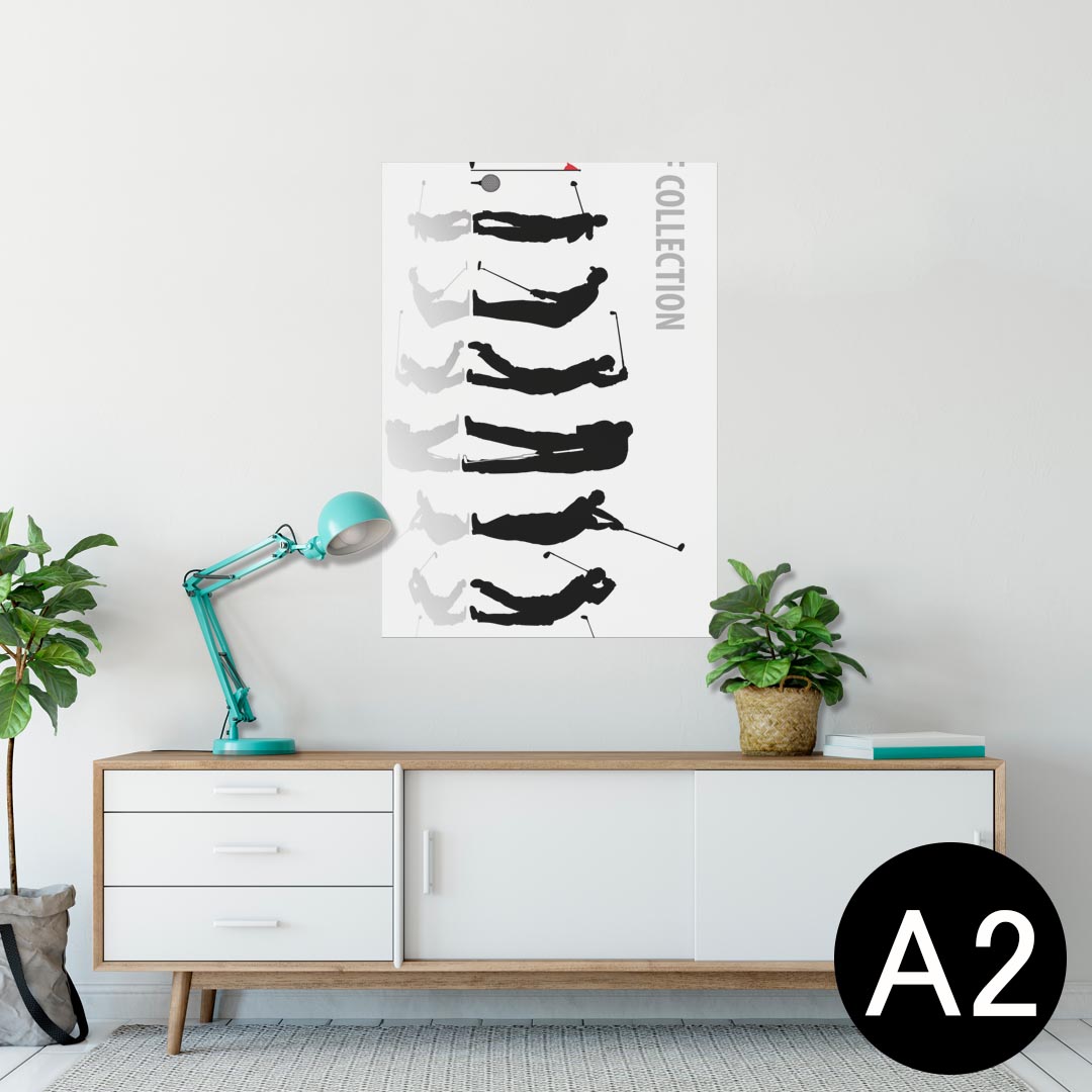 ポスター ウォールステッカー シール式ステッカー 飾り 420 594mm A2 写真 フォト 壁 インテリア おしゃれ 剥がせる wall sticker poster 000140 ゴルフ ショット イラスト