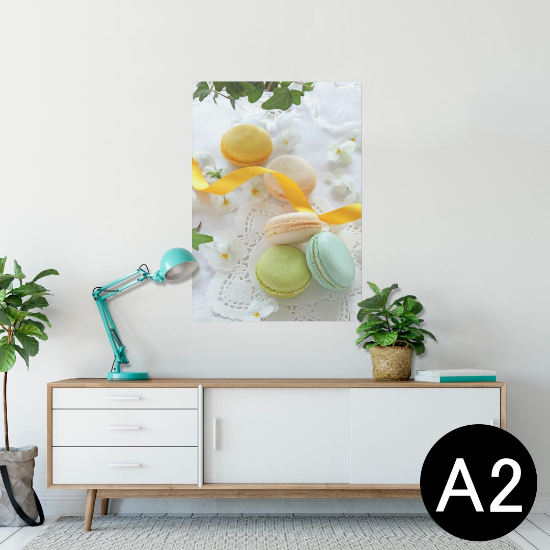 ポスター ウォールステッカー シール式ステッカー 飾り 420×594mm A2 写真 フォト 壁 インテリア おしゃれ 剥がせる wall sticker poster 002617 マカロン 花 黄色