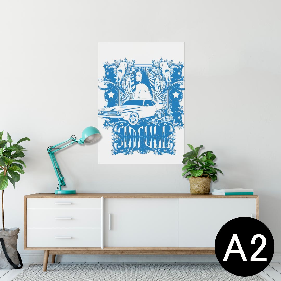 ポスター ウォールステッカー シール式ステッカー 飾り 420×594mm A2 写真 フォト 壁 インテリア おしゃれ 剥がせる wall sticker poster 002704 人物　車　イラスト