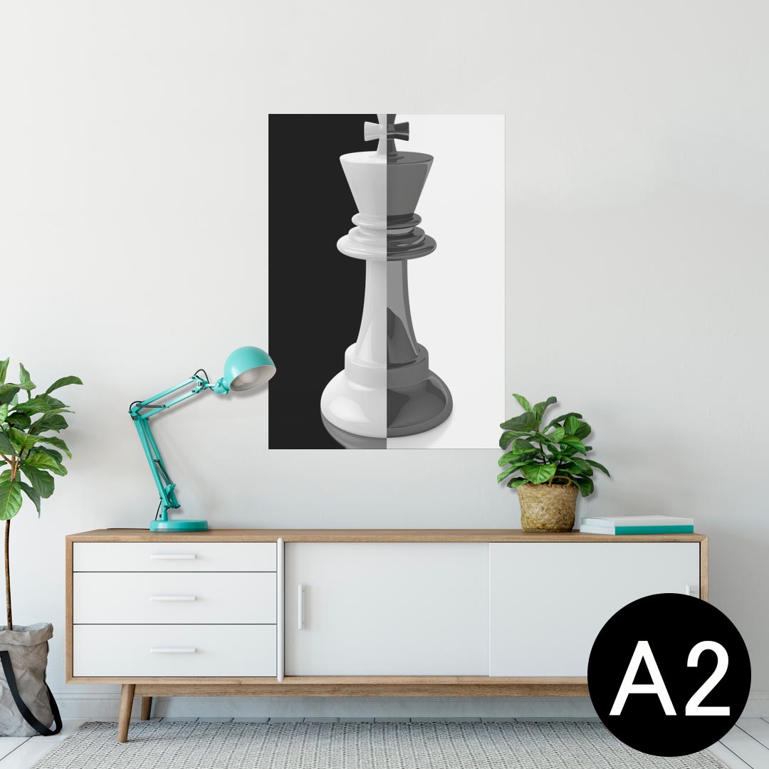 ポスター ウォールステッカー シール式ステッカー 飾り 420×594mm A2 写真 フォト 壁 インテリア おしゃれ 剥がせる wall sticker poster 003469 チェス　立体　白　黒