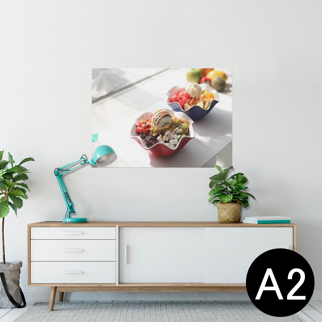 ポスター ウォールステッカー シール式ステッカー 飾り 420×594mm A2 写真 フォト 壁 インテリア おしゃれ 剥がせる wall sticker poster 025796 アイスクリーム　カラフル　フルーツ