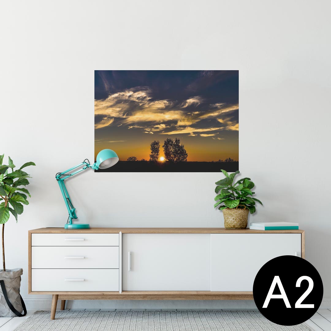 ポスター ウォールステッカー シール式ステッカー 飾り 420×594mm A2 写真 フォト 壁 インテリア おしゃれ 剥がせる wall sticker poster 025851 空　雲　夕日