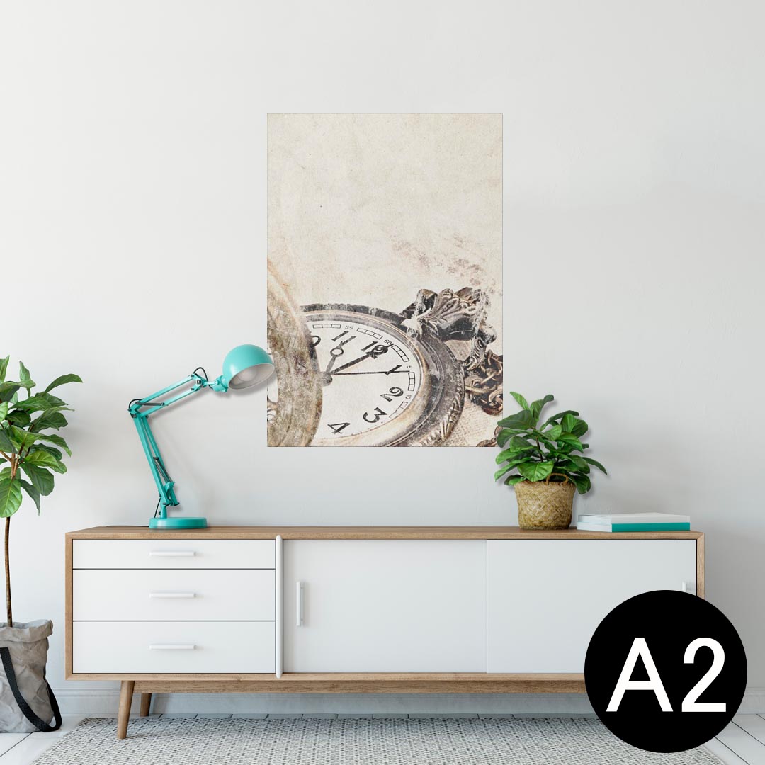 ポスター ウォールステッカー シール式ステッカー 飾り 420×594mm A2 写真 フォト 壁 インテリア おしゃれ 剥がせる wall sticker poster 004508 時計 レトロ イラスト