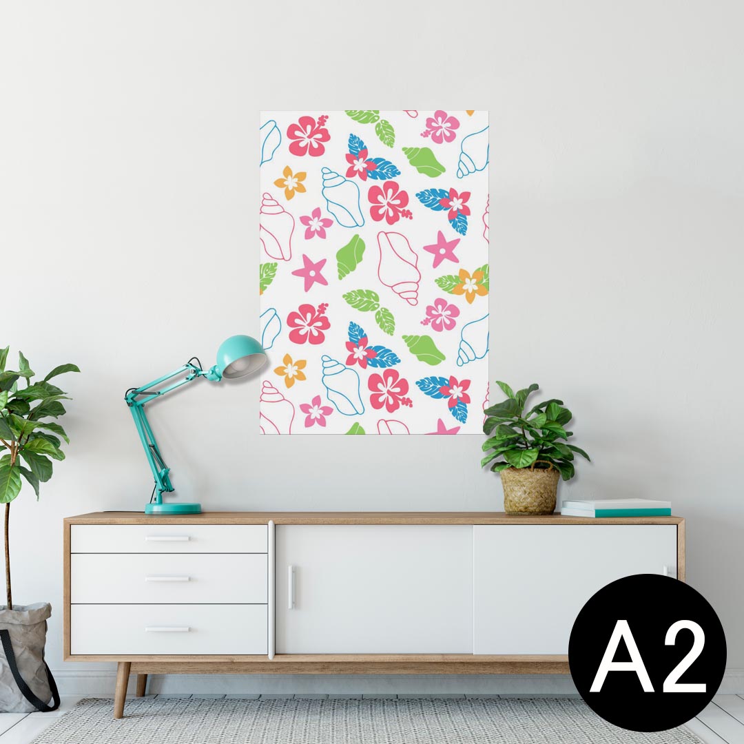 ポスター ウォールステッカー シール式ステッカー 飾り 420×594mm A2 写真 フォト 壁 インテリア おしゃれ 剥がせる wall sticker poster 004639 ハイビスカス　ハワイ　カラフル