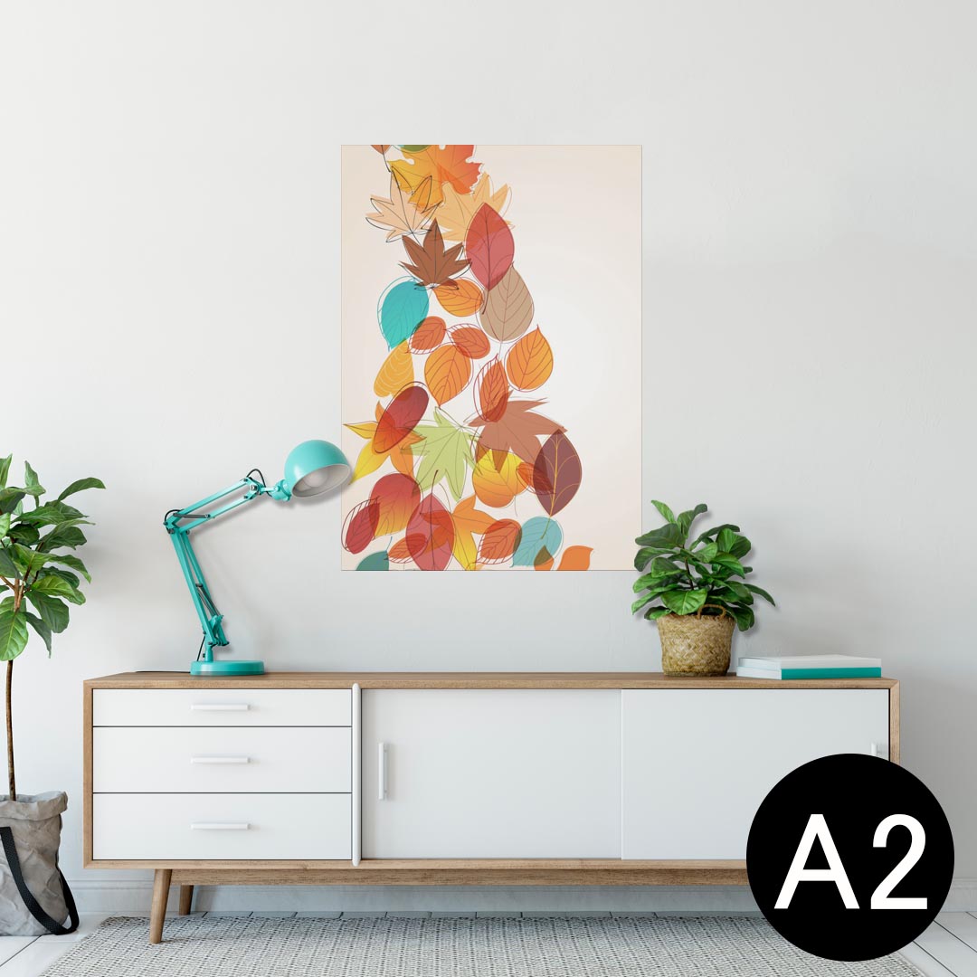 ポスター ウォールステッカー シール式ステッカー 飾り 420×594mm A2 写真 フォト 壁 インテリア おしゃれ 剥がせる wall sticker poster 004755 秋　紅葉　イラスト