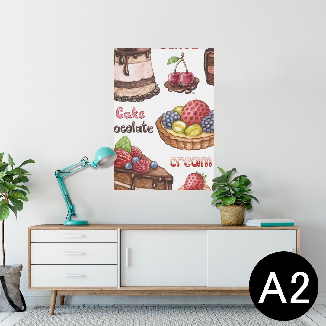 ポスター ウォールステッカー シール式ステッカー 飾り 420×594mm A2 写真 フォト 壁 インテリア おしゃれ 剥がせる wall sticker poster 005184 ケーキ　デザート　イラスト